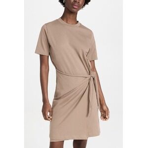 VINCE Womens Side Tie‎ T Shirt Dress Cotton Brown Casual Short Sleeve Size XL
